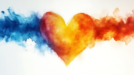 Vibrant heart shape formed by watercolor splashes.
