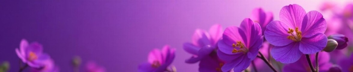 Obraz premium Vibrant purple flowers, purple backdrop, soft lighting , art, home decor