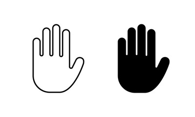 Hand stop icon. Palm gesture symbol. Access denial concept