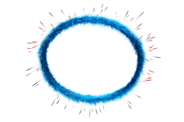 Blue Tinsel Ring with Red Accents on White