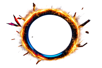 Ring of Sparklers with Glowing Embers and Flying Debris PNG