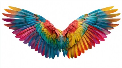 Fototapeta premium Vibrant Abstract Colorful Parrot Wings Rainbow Isolated Image