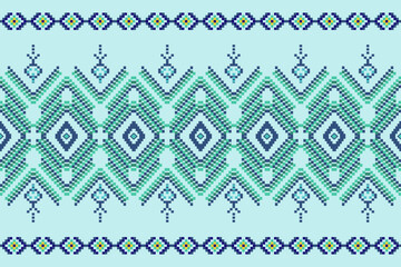 Ikat ethnic geometric abstract embroidery oriental traditional seamless pattern. Native geometry decorative design for fabric, clothing, wallpaper, background, interior, decoration, illustration