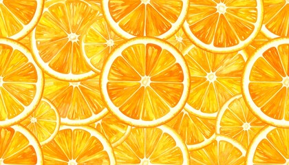 Obraz premium Vibrant Watercolor Orange Slices Pattern Background