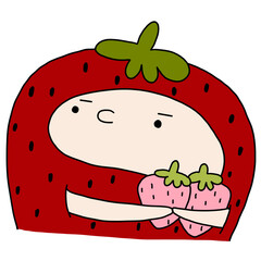 strawberry with a slice in garden