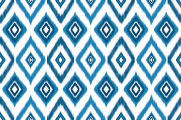 Seamless Blue White Ikat Pattern – Classic tribal ethnic geometric design in timeless tones, ideal for fabrics, home décor, digital backgrounds, wallpapers, and fashion prints.