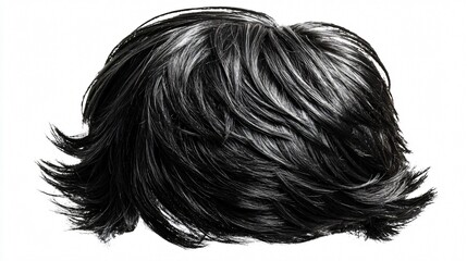Fototapeta premium Elegant Black Hair Wig Isolated on White Background for Men
