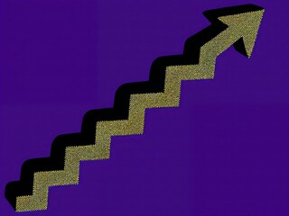 Steps carved into a massive stock chart wall, climbing the market trends 
