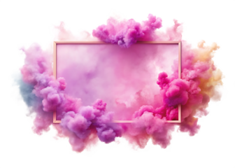  panoramic view of the abstract pink fog with frame isolated on white background PNG , AI GENERATED 