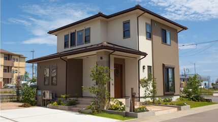 温もりのあるデザインの新築住宅の外観