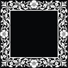 black and white frame with flowers