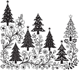 Obraz premium christmas, christmas tree, pattern, flower, vector, floral, design, seamless, vintage, illustration, ornament, decoration, art, wallpaper, nature, decor, texture, element, flowers, mandala, leaf, retr
