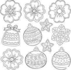 christmas, christmas tree, pattern, flower, vector, floral, design, seamless, vintage, illustration, ornament, decoration, art, wallpaper, nature, decor, texture, element, flowers, mandala, leaf, retr