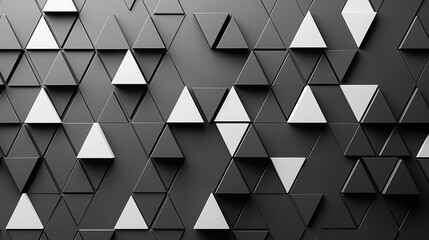 Fototapeta premium Dark Gray Triangular Tile Geometric Background Texture with Abstract Elements for Modern Black Interior Wallpaper​ 