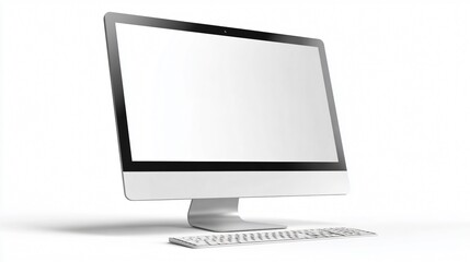 Fototapeta premium Modern Desktop Computer Screen Mockup Isolated Cutout for Professional Presentations