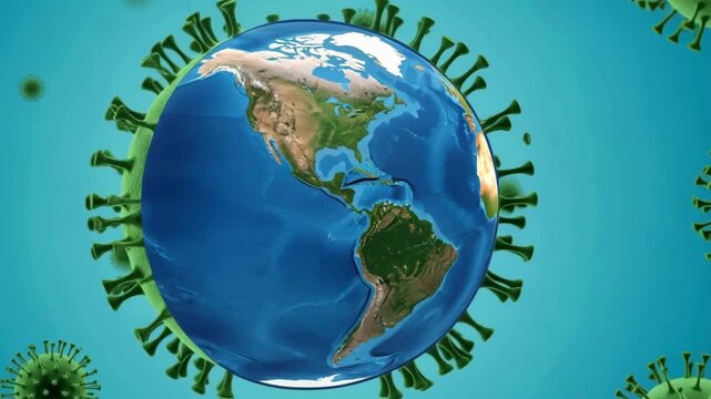 Half-Earth, Half-Virus World Animation, Global Pandemic Concept