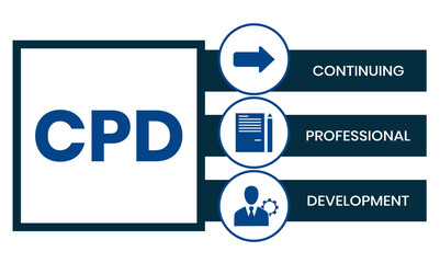 CPD - Continuing Professional Development acronym. business concept background. vector illustration concept with keywords and icons. lettering illustration with icons for web banner, flyer	