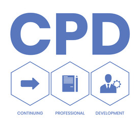 CPD - Continuing Professional Development acronym. business concept background. vector illustration concept with keywords and icons. lettering illustration with icons for web banner, flyer	