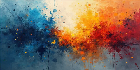 Fototapeta premium Abstract grunge texture background with fiery orange red yellow flame and smoky vintage design pattern