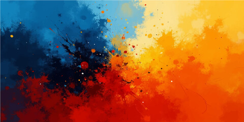 Fototapeta premium Abstract grunge background with colorful paint splashes, watercolor texture, and ink splatters