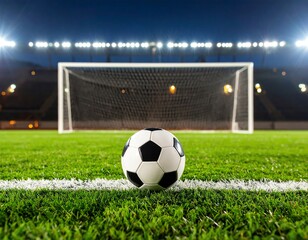 Soccer ball on a field before the match.