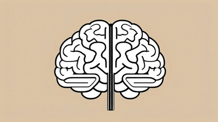 Stylized brain illustration with central ruler, symbolizing measurement of intelligence, IQ, or cognitive function.
