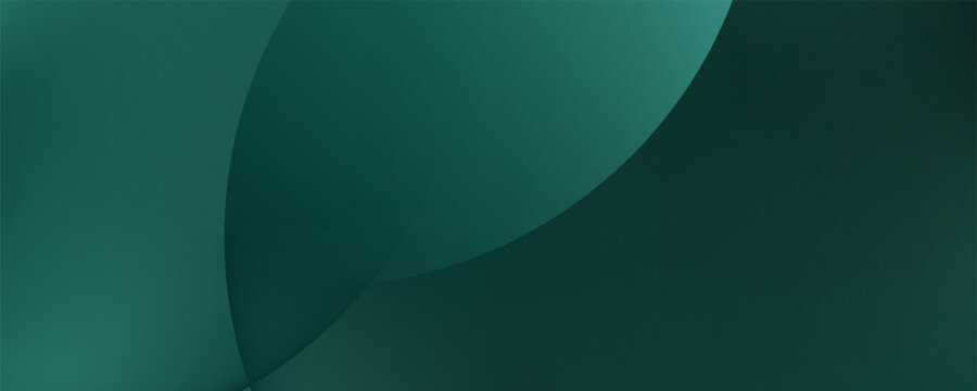 Dark green background with overlapping circular shapes. The background is smooth and gradient, featuring green and black tones. Minimal abstract circles vector gradient background