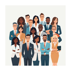 Obraz premium Diverse Team of Business Professionals Standing Together, Demonstrating Unity and Collaboration in a Corporate Environment, Achieving Success and Representing Global Diversity in Business