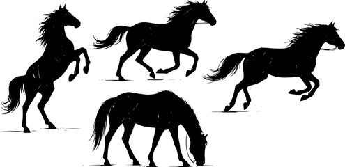 Set of Horse Silhouettes, vector
