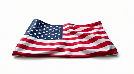 Fototapeta premium The american flag, isolated on white background, embodies patriotism, independence, and national pride, symbolizing the united states of america and its values of freedom and democracy