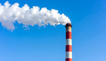 Industrial Facility Chimney with White Emissions
