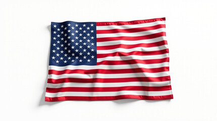 Obraz premium The american flag, a symbol of freedom and patriotism, waves proudly in the wind, its stars and stripes representing the unity and strength of the united states of america isolated on white background