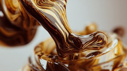 Abstract Swirl of Liquid Colors in Close-up, Creative Mixing Process Showing Viscosity and Flow