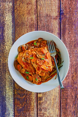 chicken cacciatore with carrots and mushroom gravy