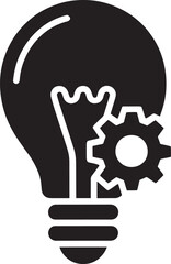 Light Bulb with Gear Icon Vector Illustration Isolated on Transparent Background