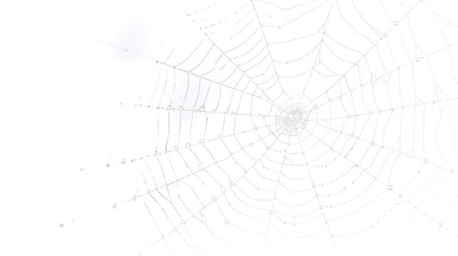 Delicate spiderweb glistening with morning dew, creating a mystical nature scene, perfect for adding a touch of intrigue and natural beauty to your designs