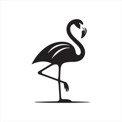 Graceful Flamingo Silhouette Vector Art – Elegant Wading Bird with Long Neck and Legs, Minimal Black Outline Perfect for Tropical Wildlife Themes, Nature Logos, and Decorative Prints
