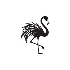 Graceful Flamingo Silhouette Vector Art – Elegant Wading Bird with Long Neck and Legs, Minimal Black Outline Perfect for Tropical Wildlife Themes, Nature Logos, and Decorative Prints
