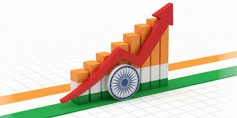 Dramatic Indian economic growth chart showing upward trending profits and business prosperity for investors