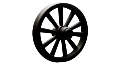 Wooden spoked wheel isolated on white