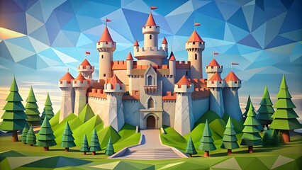 Fairytale Castle Low Poly Illustration
