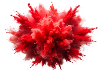  red color explosion isolated on white background PNG , AI GENERATED