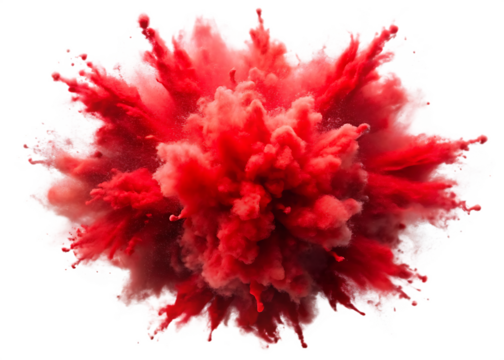  red color explosion isolated on white background PNG , AI GENERATED