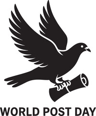 Obraz premium World Post Day Dove Carrying Scroll Symbolizing Communication and Global Postal Service