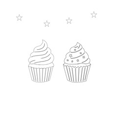 seamless pattern with cupcakes. Cupcake seamless pattern. Set Of cupcake. Cute Cupcakes Seamless Pattern. Vector illustration of cupcakes. Set of cakes.