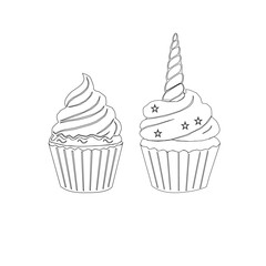 seamless pattern with cupcakes. Cupcake seamless pattern. Set Of cupcake. Cute Cupcakes Seamless Pattern. Vector illustration of cupcakes. Set of cakes.