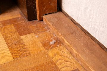 フローリングの床にたまったホコリ
