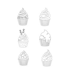 seamless pattern with cupcakes. Cupcake seamless pattern. Set Of cupcake. Cute Cupcakes Seamless Pattern. Vector illustration of cupcakes. Set of cakes.