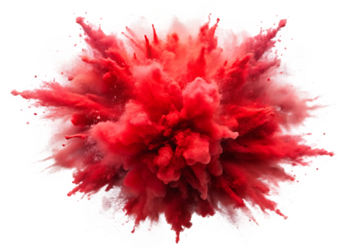  red color explosion isolated on white background PNG , AI GENERATED