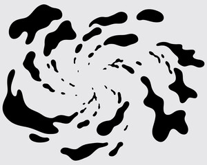 Splash fluid cloud black ink spiral pattern background illustration vector poster element print art editable